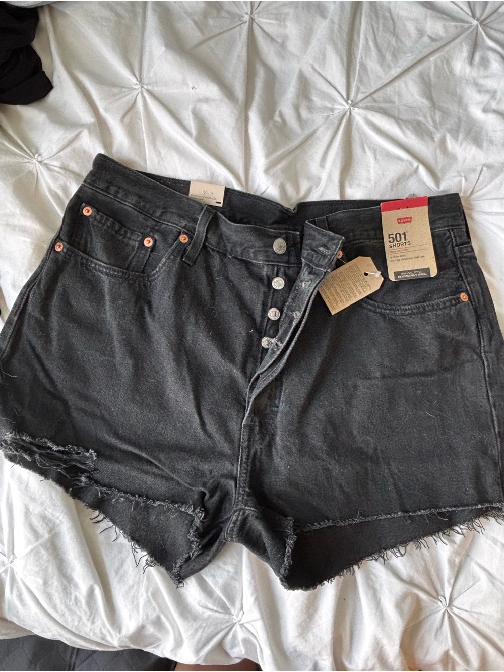 Levi's Black 501 Button-Fly Denim Shorts